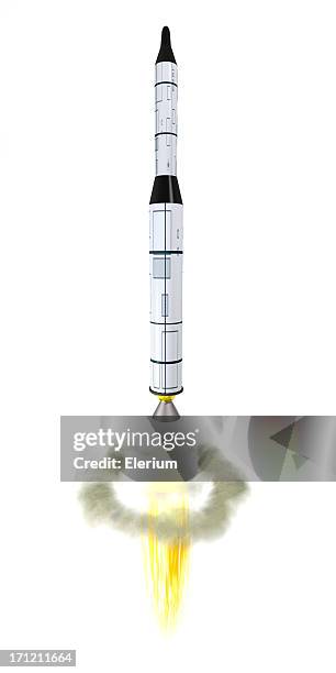 launching missile - 3d rocket stockfoto's en -beelden