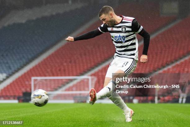 Queens Park's Dom Thomas in action during a cinch Championship match between Queen's Park and Greenock Morton at the City Stadium, on October 07 in...