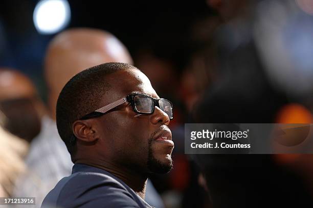 Comedian Kevin Hart speaks to the media at the American Black Film Festival 2013 - "Let Me Explain" Premiere at the Gusman Center for the Performing...