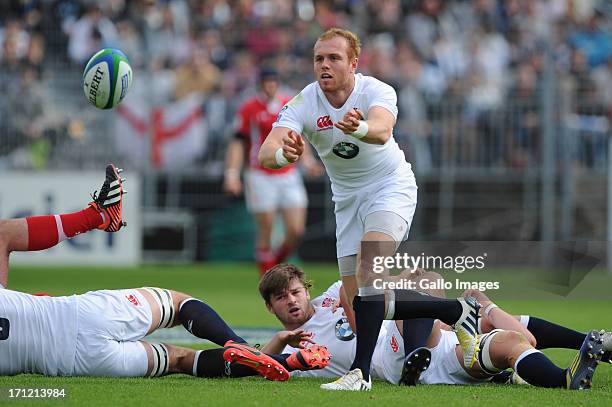 Alex Day of England during the 2013 IRB Junior World Championship Final match between England and Wales at Stade de la Rabine on June 23, 2013 in...