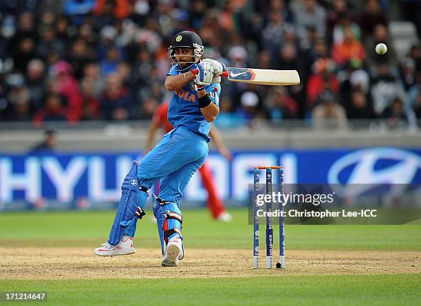 Virat Kohli of India in action during the ICC Champions Trophy Final match between England and India at Edgbaston on June 23, 2013 in Birmingham,...