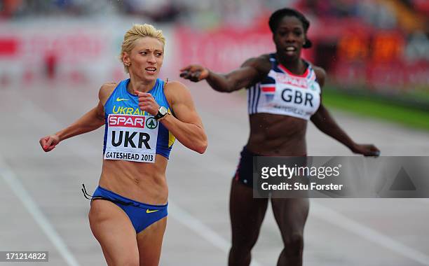 Mariya Ryemyen of Ukraine on her way to winning the womens 200 metres heat during day two of the European Athletics Team Championships at Gateshead...