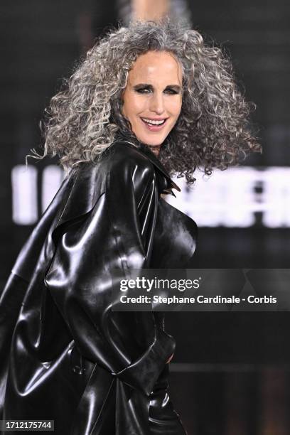 Andie MacDowell walks the runway during "Le Défilé L'Oréal Paris - Walk Your Worth" Show as part of Paris Fashion Week at the Eiffel Tower on October...