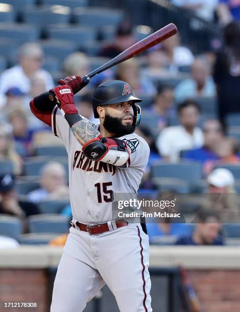 Emmanuel Rivera of the Arizona Diamondbacks in action against the New York Mets at Citi Field on September 14, 2023 in New York City. The Mets...