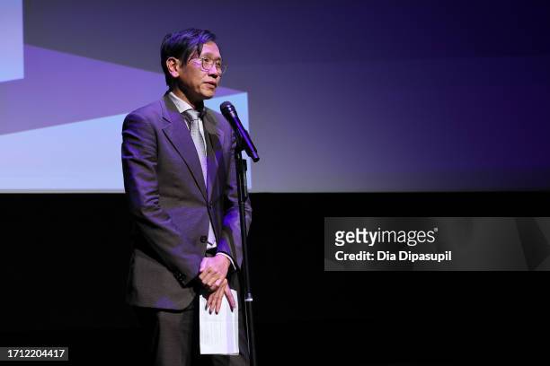 Film Society of Lincoln Center director of programming Dennis Lim speaks onstage during a screening of "All of Us Strangers" during the 61st New York...