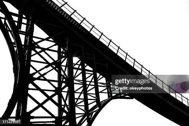 steel brige silhouette - beam bridge stock pictures, royalty-free photos & images