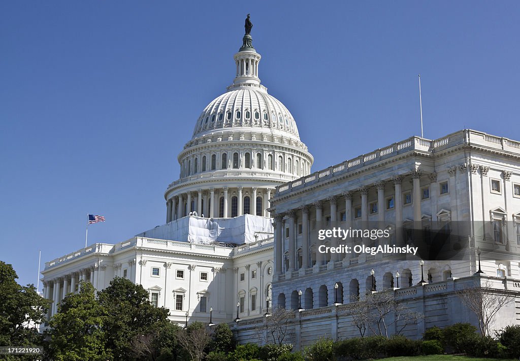 Capitol Building, Washington DC. Clear blue sky.