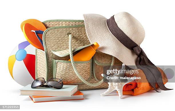 beach bag - beach ball stock pictures, royalty-free photos & images