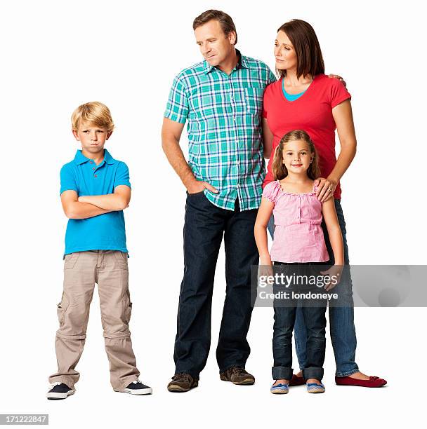 conflict with family - isolated - girl standing crossed arms studio stock pictures, royalty-free photos & images