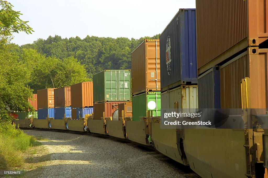 Long freight train hauls cargo