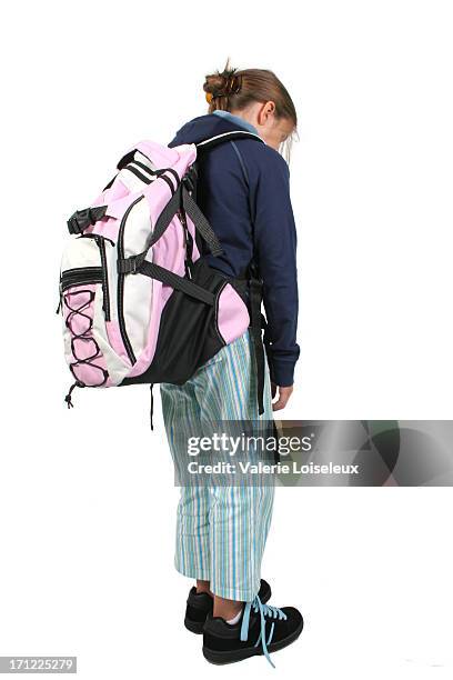 back to school - heavy backpack stock pictures, royalty-free photos & images