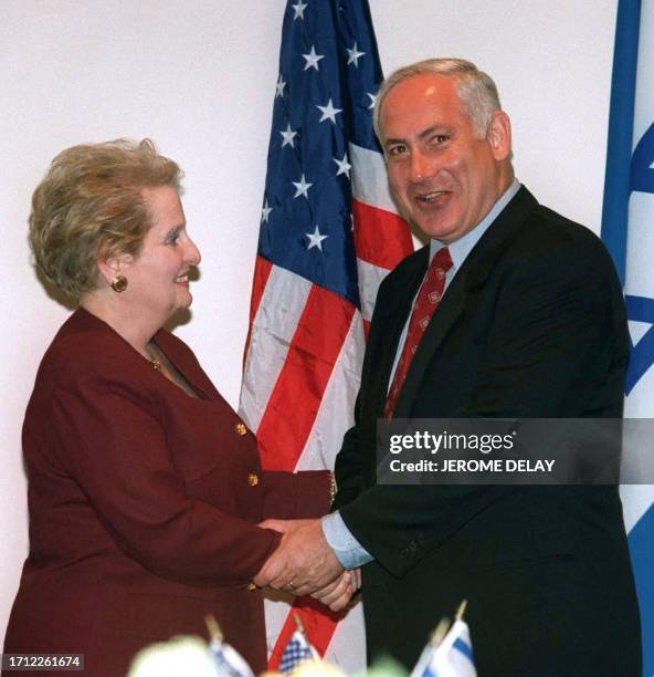 Secretary of State Madeleine Albright meets Israeli Prime Minister Benjamin Netanyahu for a session of talks to attempt to move forward the Middle...