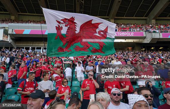 Wales fans in the stands during the Rugby World Cup 2023, Pool C ...