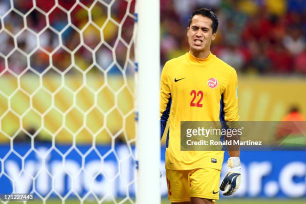 Gilbert Meriel of Tahiti reacts after giving up a goal during the FIFA Confederations Cup Brazil 2013 Group B match between Uruguay and Tahiti at...