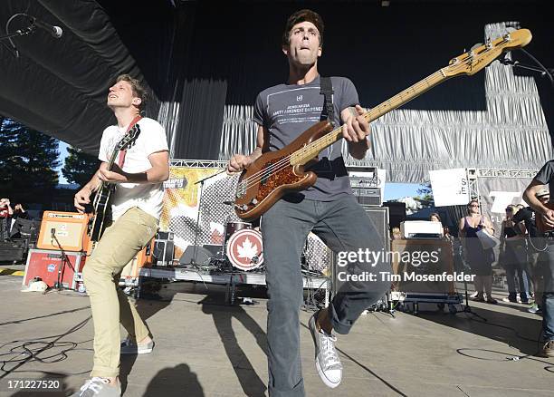 Arthur "Ace" Enders and Sergio Anello of The Early November perform as part of the Vans Warped Tour at Shoreline Amphitheatre on June 22, 2013 in...