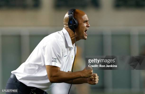 Head coach Dave Aranda of the Baylor Bears shouts to his players as Baylor takes on the Texas Tech Red Raiders during the second half at McLane...