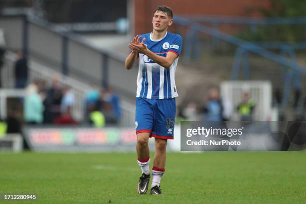 Joe Grey of Hartlepool United during the Vanarama National League match between Hartlepool United and Eastleigh at Victoria Park, Hartlepool on...