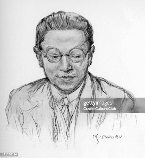 Lion Feuchtwanger - German Jewish playwright and novelist: 7 July 1884 - 21 December 1958. From a drawing by Nancy Sheppard in The Bookman January...