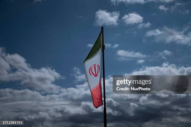 An Iran flag is pictured in the city of Ardabil in Ardabil province, 581 km northwest of Tehran, October 5, 2023.