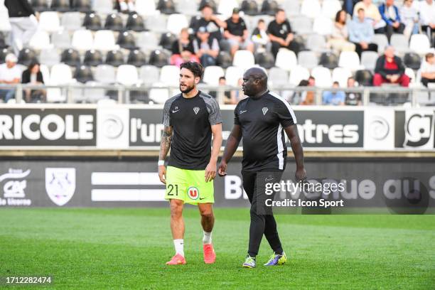 Jordan LEFORT of Angers and Assistant coach Jean Michel BADIANE during the Ligue 2 BKT match between Amiens Sporting Club and Angers Sporting Club de...