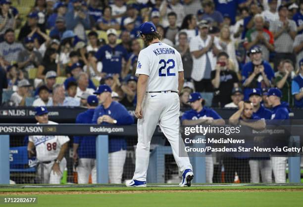 Los Angeles, CA Starting pitcher Clayton Kershaw of the Los Angeles Dodgers is taken out of the game after giving up 6 runs to the Arizona...