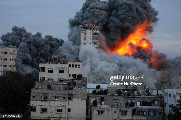 Israeli airstrike in Gaza, Palestine on October 7, 2023.