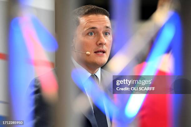 Britain's main opposition Labour Party shadow Health Secretary Wes Streeting gives an interview on the first day of the annual Labour Party...