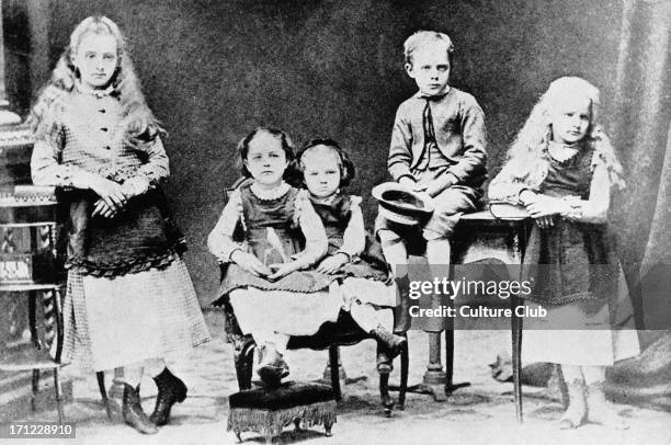 Marie Curie as a child with her brother and sisters. From left to right are Zosia, Hela, Manya , Joseph and Bronya. MC: Polish-born French physicist...