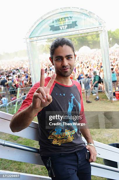 Adrian Grenier hangs out at the VIP Loft at the Firefly Music Festival at The Woodlands of Dover International Speedway on June 22, 2013 in Dover,...