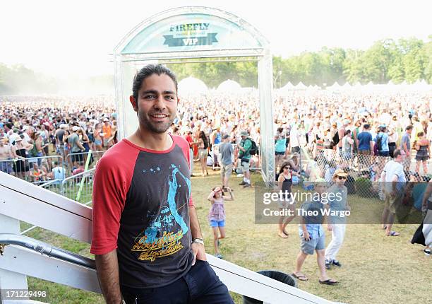 Adrian Grenier hangs out at the VIP Loft at the Firefly Music Festival at The Woodlands of Dover International Speedway on June 22, 2013 in Dover,...