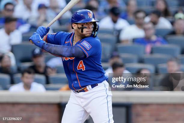 Francisco Alvarez of the New York Mets in action against the Arizona Diamondbacks at Citi Field on September 14, 2023 in New York City. The Mets...