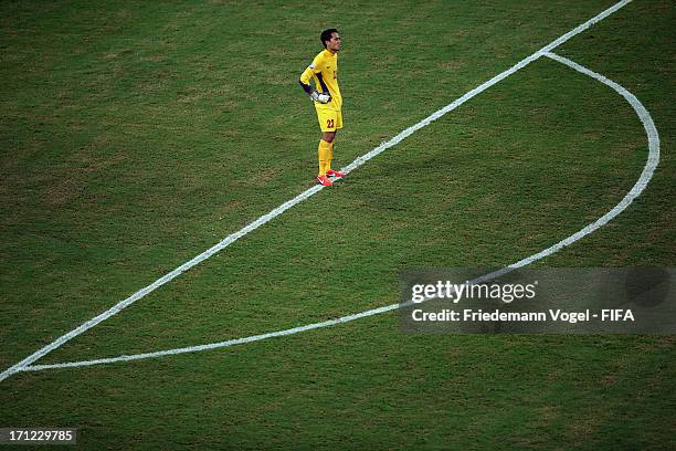 Gilbert Meriel of Tahiti looks on during the FIFA Confederations Cup Brazil 2013 Group B match between Uruguay and Tahiti at Arena Pernambuco on June...