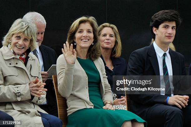 Jean Kennedy Smith , Caroline Kennedy and Jack Schlossberg attend a ceremony to commemorate the 50th anniversary of the visit by US President John F...