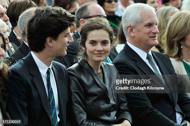 Jack Schlossberg and Rose Schlossberg attend a ceremony to commemorate the 50th anniversary of the visit by US President John F Kennedy, on June 22,...