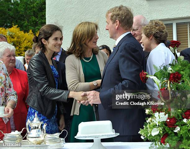 Rose Schlossberg, Caroline Kennedy and Enda Kenny recreate the famous tea party that John F. Kennedy had at the Kennedy homestead in 1963, as part of...