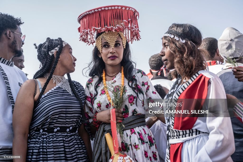 Ireecha Oromo women dressed in traditional clothing are seen during the... News ...