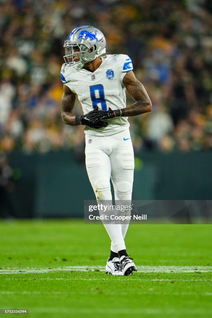 Josh Reynolds of the Detroit Lions lines up during at Lambeau Field