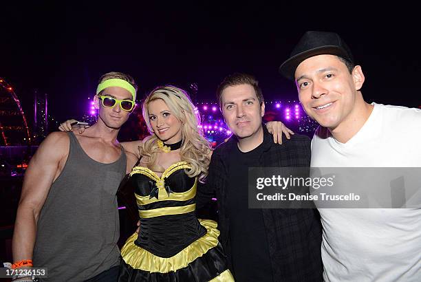 James Garrett, Holly Madison, Pasquale Rotella and Alex Acuna during the 17th annual Electric Daisy Carnival at Las Vegas Motor Speedway on June 22,...