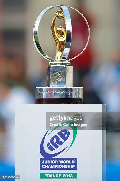 Detail of the IRB JWC trophy during the 2013 IRB Junior World Championship Final match between England and Wales at Stade de la Rabine on June 23,...