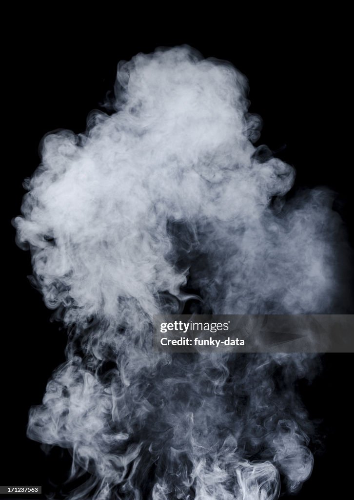 White smoke on black background