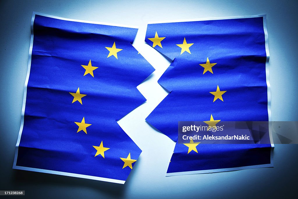 European Union flag split