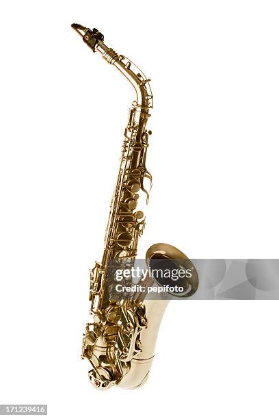 sax - musical instrument white background stock pictures, royalty-free photos & images