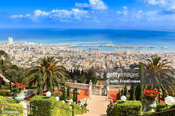 haifa, israel - terraces of the shrine of the báb stock pictures, royalty-free photos & images