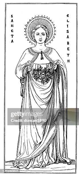 ilustraciones, imágenes clip art, dibujos animados e iconos de stock de saint elizabeth de hungría - aureola