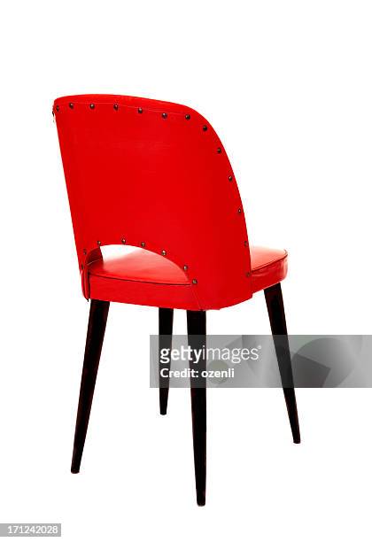 chaise rouge - chaise de dos photos et images de collection