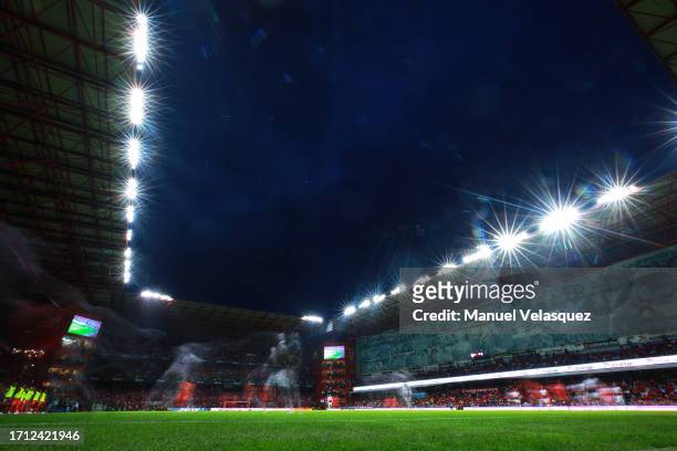 General view of the Nemesio Diez Stadium during the 10th round match between Toluca and Chivas as part of the Torneo Apertura 2023 Liga MX at Nemesio...