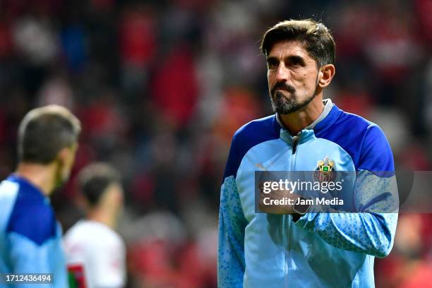 Veljko Paunovic, head coach of Chivas, gestures during the 10th round match between Toluca and Chivas as part of the Torneo Apertura 2023 Liga MX at...