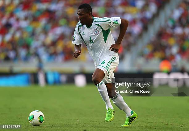 Azubuike Egwuekwe of Nigeria in action during the FIFA Confederations Cup Brazil 2013 Group B match between Nigeria and Spain at Castelao on June 23,...