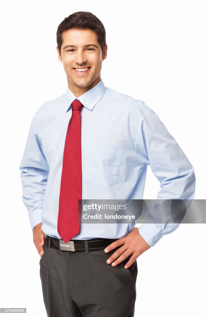 Businessman Standing With Hands On Hips - Isolated