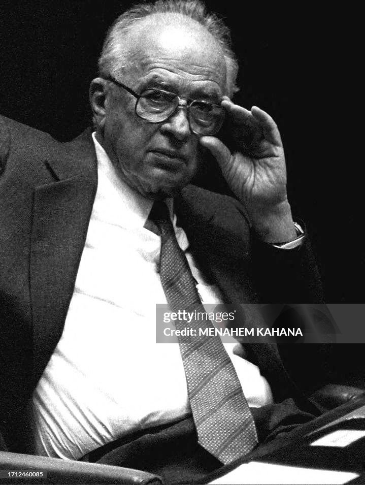 Lizzie Rabin Israeli Prime Minister Yitzhak Rabin adjusts his glasses at the... News ...